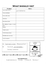 English Worksheet: What should I do? (Mingle Activity)