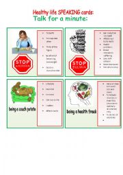 English Worksheet: Speaking cards, HEALTHY LIFE.