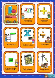 English Worksheet: Maths flashcards