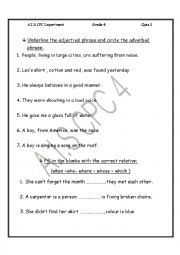 English Worksheet: Adjectival and Adverbial pharses 