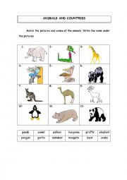 English Worksheet: Animals and countries