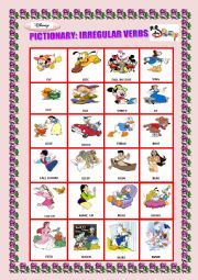 English Worksheet: Pictionary Disney: Irregular verbs
