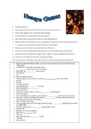 English Worksheet: The Hunger Games Worksheet