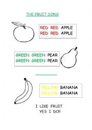 English Worksheet: The Fruit Song