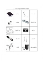 English Worksheet: Memory game about School Objects