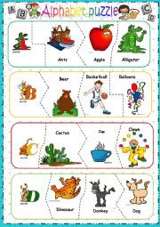 English Worksheet: Alphabet puzzle - PART 1 -editable