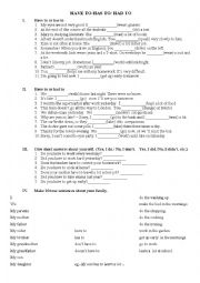 English Worksheet: have to, has to, had to
