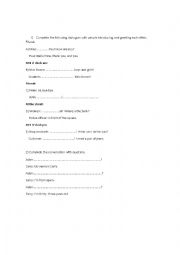 English Worksheet: Greetings, asking and answering questions. 