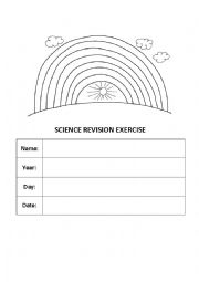 English Worksheet: Science Revision Worksheet