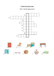 furniture crossword ESL worksheet by estudiante
