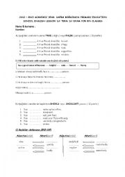 English Worksheet: 8th graders first term first exam