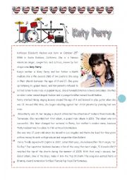 English Worksheet: Katy Perry : reading comprehension