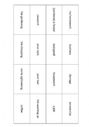 English Worksheet: Do or Make Collocation Card Game