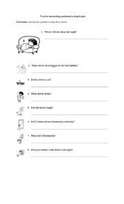 English Worksheet: Questions in simple past