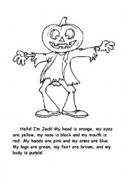 Color my body!  Halloween coloring activity for young learners