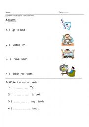 English Worksheet: Action Verbs