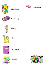 English Worksheet: school objects coloring