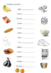 English Worksheet: Food