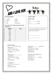 English Worksheet: And I love her