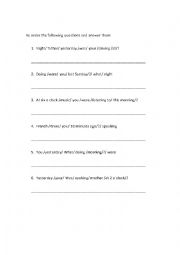 English Worksheet: past cont.