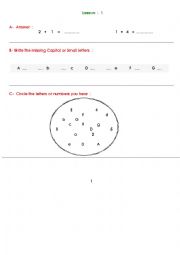 Lesson One- Letters and Numbers -