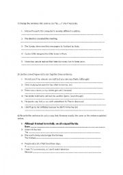 English Worksheet: Passive voice and linking words 