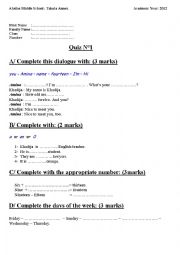 English Worksheet: quiz