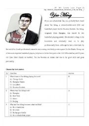 English Worksheet: Yao Ming