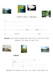 English Worksheet: Country  Roads  song by John Denver