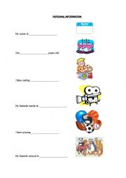 English Worksheet: Personal Info - Likes, Dislikes & Favorites