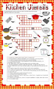 Kitchen utensils/equipment worksheets