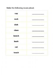 English Worksheet: Singular to Plural Nouns