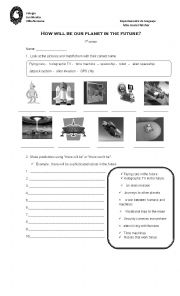 English Worksheet: how will be our planet in the future