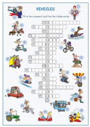 Vehicles Crossword Puzzle