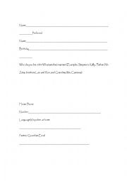 English Worksheet: Student Survey