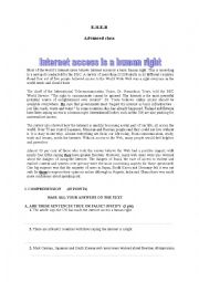 English Worksheet:                     test on the internet