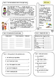 a worksheet to review tenses for elementary students