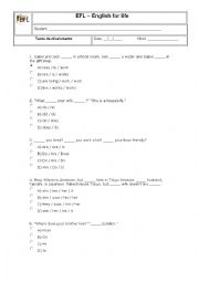 English Worksheet: Intermediate test