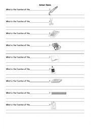 English Worksheet: school items