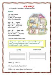 English Worksheet: my home