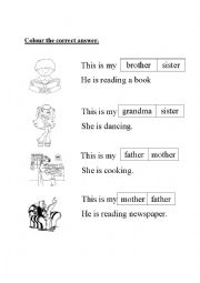 English Worksheet: family 