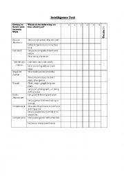 English Worksheet: Intelligince Test