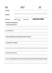 English Worksheet: Non Fiction A Lot Caracheters  Format