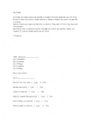 English Worksheet: MY FAMILY