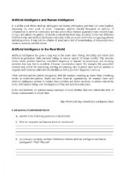 English Worksheet: Artificial Intelligence 