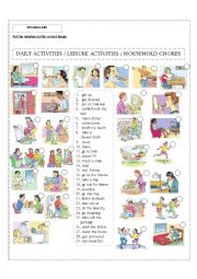 Daily activities / Leisure activities / Household chores! Editable!