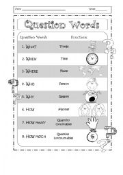 Reference Sheet: Question Words
