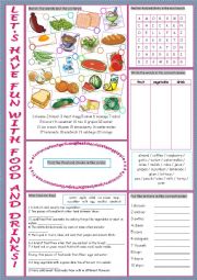English Worksheet: Food & Drinks Vocabulary Exercises