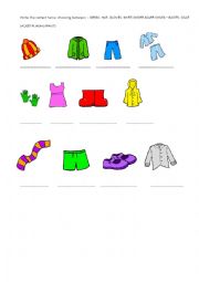 English Worksheet: writ the correct name of the clothes