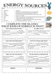 English Worksheet: Energy Sources